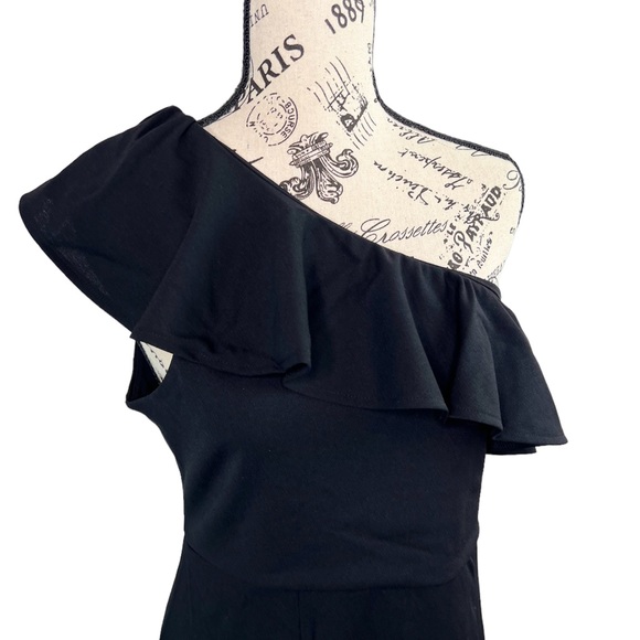 SHOW ME YOUR MUMU Florentine Maxi Dress in Black Stretch One Shoulder - Picture 6 of 8